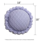 Acrylic Knitted Round Throw Pillow Knitting Bohemian Circular Cushion Pillow with Knit Handmade Pompoms Decorative Romantic Purple, Diameter 18inches - color: Romantic Purple