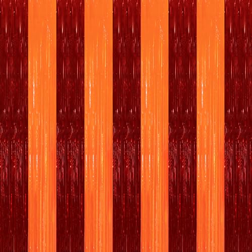 TONIFUL 2Pcs Red Orange Door Streamers,Green Photo Booth Backdrop,Metallic Streamers Green Foil Fringe Curtains for Birthday,Christmas,New Year,Thanksgiving,St. Patrick's Day Party Streamers Decor - color: Red Orange