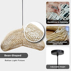 FOREVER BAMBOO Indonesia Handmade Natural Rattan Pendant Light Shade Wicker Light Fixtures Luxurious Bean Shape Woven Lampshade Chandelier Interior Decor, 12 in H x 24 in W - style: Sumba Pod