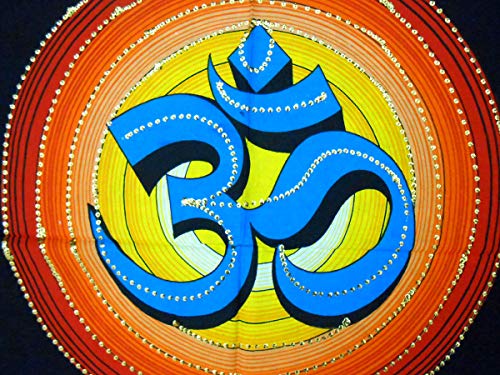 Om/Aum Cotton Batik Wall Hanging Painting Yoga : Size 43"x30" Inches - color: Aum/ Om