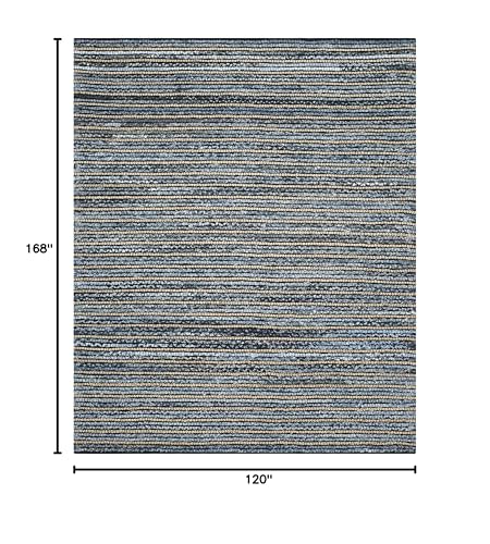 SAFAVIEH Cape Cod Collection Area Rug - 10' x 14', Blue & Natural, Handmade Flat Weave Braided Jute & Cotton, Ideal for High Traffic Areas in Living Room, Bedroom (CAP363A) - size: 10' x 14' (Rectangular)