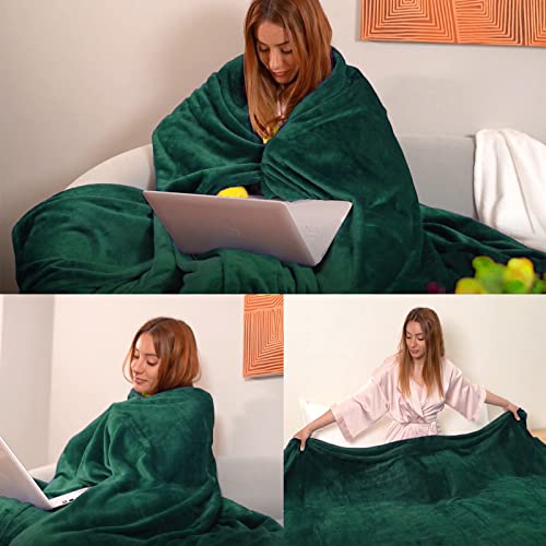 Forest Green Flannel Fleece Throw Blanket Throw Size(50 by 60 Inches),Green Throw Blanket for Couch Sofa Bed 280GSM,Super Soft Plush Cozy and Lightweight Warm Bed Blanket for All Season - color: Green, size: Throw(50"×60")