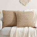 Boho Living 18x18 Beige Throw Pillow Covers Pillow Insert not Included - Boho Pillow Covers Only, Pack of 2 - color: Beige, size: (2) 18" x 18" Pillow Covers