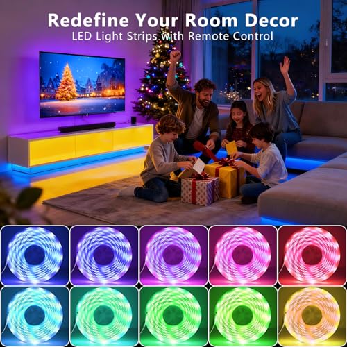 DAYBETTER LED Strip Lights 130 ft (2 Rolls of 65.6ft), LED Lights Smart App Control Lighting Bedroom Rome Decor with Remote, RGB Music Sync Color Changing LED Lights for Bedroom Party - size: 130FT