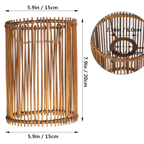 2 pack Small Lampshades for Table Lamp Shade Floor Lamp Shade,woven rattan boho Bamboo Lampshades,5.5"x5.5"x7.9",Dark brown - color: Dark brown