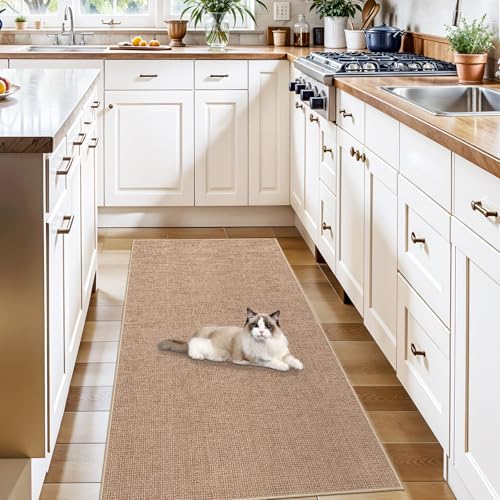 Easy Jute 2x5 Runner Rug: Non Slip Solid Color Low Pile Indoor Doormat - Machine Washable Entryway Kitchen Bathroom - Carpet for Dorms Small Spaces Ideal for Young Families First Home (Beige,2x5) - color: Beige, size: 2' x 5' (Rectangular)