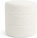 Spatial Order Upholstered Round Ottoman (No Lid, Seat Only) | Spatial Order Home Décor | Foot Rest Pouf – Cream Boucle
