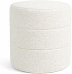 Spatial Order Upholstered Round Ottoman (No Lid, Seat Only) | Spatial Order Home Décor | Foot Rest Pouf – Cream Boucle