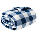 PAVILIA Buffalo Check Fleece Throw Blanket | Blue White Checkered Plaid Flannel Blanket | Soft Velvet Lightweight Microfiber Blanket for Couch Sofa | 50x60 Inches Checker Navy - color: Checker Navy, size: 50 x 60 Inches - Throw