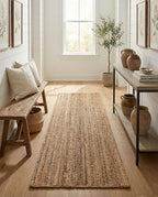 Rugs.com - Braided Jute Rug – 8 Ft Runner Natural Hand Braided Jute Rug – Eco-Friendly Flatweave for Hallways and Entryways - size: 2'7" x 8' (Runner)
