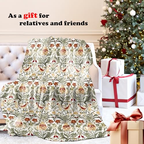 Vintage Floral Throw Blanket for Couch, Floral Room Decor, Retro Botanical Bird Art Nouveau Throw Blanket for Bedroom Living Room Decoration, 50x60 Inches - color: Color_4