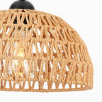 12" Rattan Pendant Light, Boho Dome Woven Hanging Light Fixture, Adjustable Height Natural Style Ceiling Lamp for Kitchen Island, Dining Room, Entryway, Bedroom, Hallway, EH61760P1