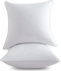 FAVRIQ 18 x 18 Pillow Inserts (Set of 2) - 18 Inch Square Interior Sofa Throw Pillow with 100% Cotton Cover - Decorative Pillow Insert Pair - White Couch Pillow