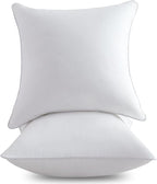 FAVRIQ 18 x 18 Pillow Inserts (Set of 2) - 18 Inch Square Interior Sofa Throw Pillow with 100% Cotton Cover - Decorative Pillow Insert Pair - White Couch Pillow
