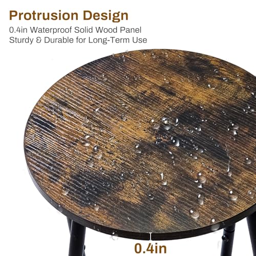 Plant Stand Indoor Outdoor, 2-Tier Tall Wood & Iron Plant Stand, 4-Leg Corner Flower Stand, Heavy Duty Floor Plant Shelf Plant Rack for Patio Living Room Balcony Home Decor