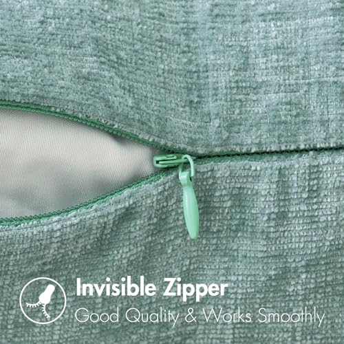 MIULEE Pack of 2 Couch Throw Pillow Covers 16x16 Inch Soft Aqua Green Chenille Pillow Covers for Sofa Living Room Spring Home Decor Couch Solid Dyed Cases - color: Aqua Green, size: 16" x 16" (Pack of 2)