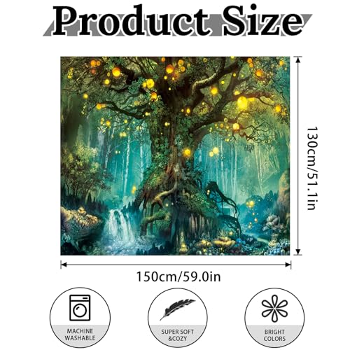 Jungle Tree Tapestry Wall Hanging for Bedroom Living Room Large Nature Forest Decor - color: Dream Forest02, size: 59.1"L x 51.2"W