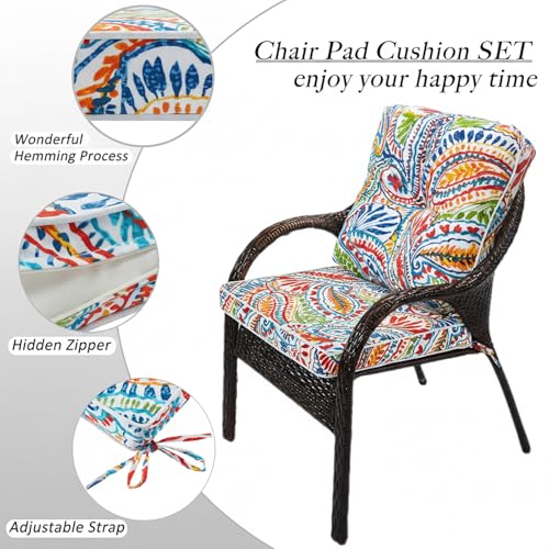JMGBird Seat/Back Outdoor Chair Cushion Tufted Pillow, Deep Seat Cushion Set 22"x22", Outdoor Cushion for Patio Furniture - color: Clark Blue, size: 22"×22"