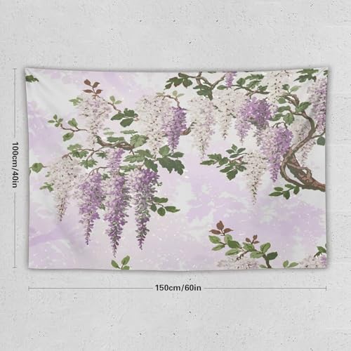 HZOHNAGO Lavender Flower Tapestry Fantasy Purple Floral Green Leaves Botanical Pattern Printed Wall Tapestry Wall Hanging for Bedroom Living Room Dorm 60" W x 40" H - color: Lavender-1, size: 60"L x 40"W