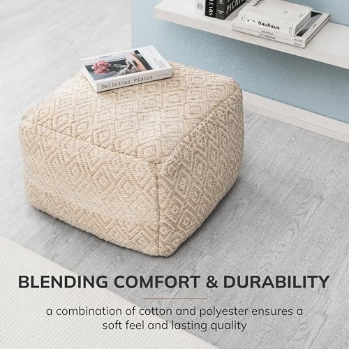Anji Mountain Pouf Ottoman Foot Rest, Handmade Ottoman Pouf, Comfortable Foot Stool, Decorative Floor Seating for Living Room Decor, Bedroom & Home Décor Accent - Tawny - color: Tawny