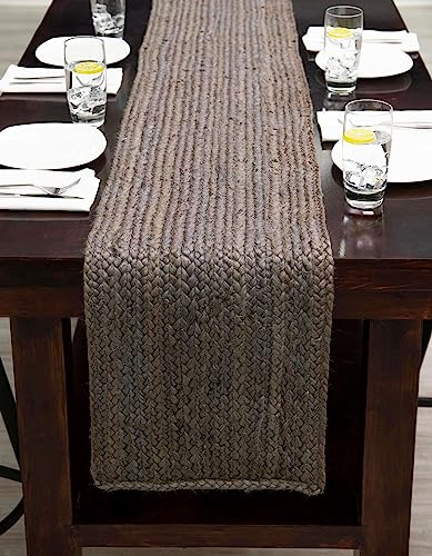 Unique Loom Braided Jute Collection Area Rug - Dhaka (1' 2" x 8' Table Runner, Gray) - color: Grey, size: 1'2" x 8' (Table Runner)