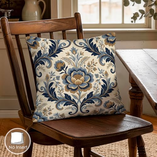 OBSEDE Love Lives Here Decorative Throw Pillow Covers 18x18 Set of 4 Navy Blue Floral Faux Linen Cushion Cases Single-Sided Print Square Accent Pillows for Couch Sofa - color: Love Lives Here