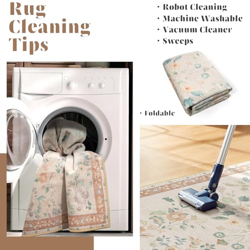 MUJOO Boho Small Rug Washable,2x3 Area Rugs for Entryway,Floral Front Door Mat Indoor Entrance Entry Way,Boho Kitchen Bathroom Floor Rug Throw Carpet Non Slip Low Pile Vintage Beige - color: Beige, size: 2' x 3' (Rectangular)