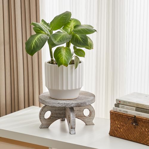 Plant Stools Indoor Wooden Stool for Plants Flower Display with Stand Farmhouse Indoor Small Plant Stand Riser Round Display Stands - color: White, size: Wood