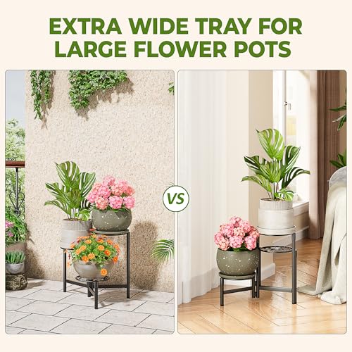 Metal Plant Stand Outdoor Indoor, 3 Tier Foldable Corner Tall Plant Shelf for Multiple Plants Flower Pot Holder Display Stand for Living Room Balcony Garden Patio -BlackS - color: BlackS, size: 3-tiers