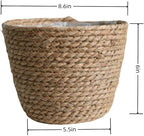 Seagrass Planter Basket Set With Plastic Lining Woven Storage Basket 7x6 In Indoor And Outdoor Plant Flowerpot Baskets Are Very Suitable For Flowerpot Covers. Natural Plant Containers (Large-size)