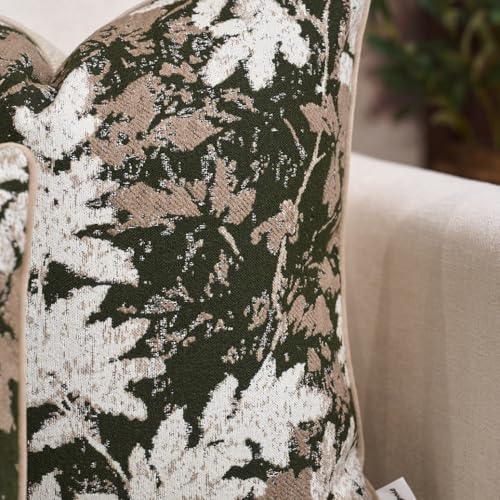 Yangest Neutral Leaf Pillow Cover 12 x 20 Inches, Vintage Chenille Rectangle Throw Pillow Cover Soft Leaves Nature Accent Couch Pillow Cover for Living Room Bedroom, Green - color: Green, size: 20" x 12" (Pack of 1)
