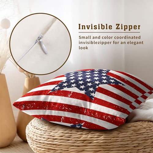 4th of July Pillow Covers 16x16 Inch Set of 2, Red Stripes Blue Star American Flag Patriotic Throw Pillow Covers Square Memorial Day Cotton Cushion Cover for Home Couch Sofa Patio Bedroom Livingroom - color: Blue Star240319, size: 16" x 16" (Pack of 2)