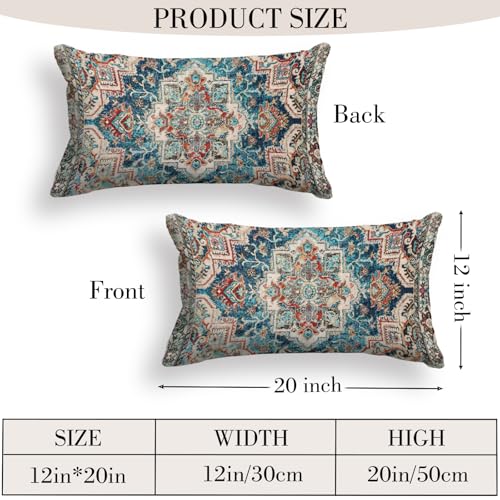 Boho Throw Pillow Covers 12x20 inch Set of 2,Boho Vintage Carpet Pattern Antique Ethnic Decor Double Sided Pattern Cushion Cover Soft Pillow Case Living Sofa Room Bed Square Pillow Cover - color: Boho-11, size: 20" x 12" (Pack of 2)