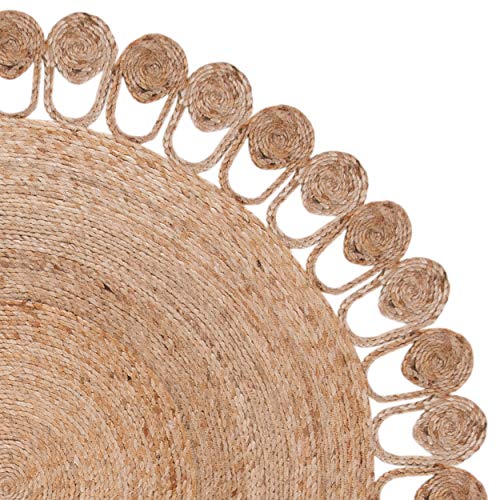 SAFAVIEH Natural Fiber Round Collection 5' Round Natural NFB252A Handmade Boho Country Charm Jute Area Rug - size: 5' (Round)