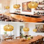 Hanging Light Ceiling Lamp Pendant Lights Rattan Hanging Lamp with Plug in Cord for Living Room Bedroom Kitchen Indoor Hanging Lamp Plug in Woven Lampshade - size: 11.8 Inch - Pumpkin Shade