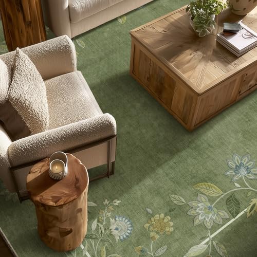 2x3 Small Area Rugs for Entryway: Machine Washable Door Mat Indoor Entrance Stain Resistant Non Slip Rubber Backed Low Pile Soft Throw Rugs for Bedroom Kitchen Front Door Indoor Entrance Foyer Entry - color: Edge Floral Green, size: 2' x 3' (Rectangular)