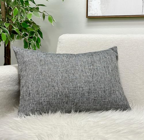 Aiking Home Imitation Burlap Lumbar Pillow Cover 12x18 Inch Vintage Faux Linen Rustic Natural Look, 1 Piece Elegance Farmhouse Style Accents Pillow Case for Indoor Use, Gray - color: Gray, size: 18" x 12" (Pack of 1)