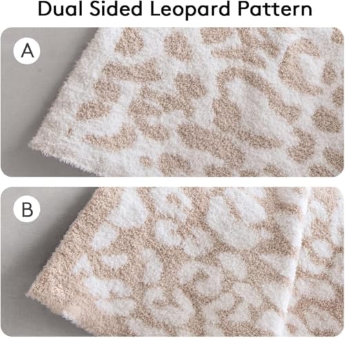 MH MYLUNE HOME Ultra Soft Leopard Throw Blanket (50x60 inches) Khaki Microfiber Blankets Plush Warm Reversible Cheetah Blanket Leopard Pattern Throw for Couch Bed Sofa, Khaki, 50"x60", 410GSM - color: Leopard Khaki, size: 50"x60" - 410 GSM