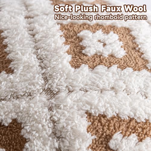 AmHoo Pack of 2 Decorative Throw Pillow Covers Rhomboid Luxury Super Soft Plush Set Case Cushion for Couch Sofa Bedroom 20 x 20-Inch Tawny Brown - color: Tawny Brown, size: 20" x 20" (Pack of 2)