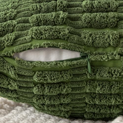 MIULEE Pack of 2 Spring Corduroy Decorative Throw Pillow Covers 16x16 Inch Soft Boho Striped Pillow Covers Modern Farmhouse Home Decor for Summer Sofa Living Room Couch Bed Moss Green - color: Moss Green, size: 16" x 16" (Pack of 2)