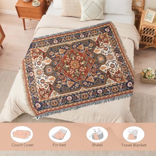 Boho Throw Blanket Reversible Cotton Bohemian Tapestry Hippie Room Decor Outdoor Blanket Double Sided (Boho Patten 50"x60") - color: Boho Patten 7, size: 50*60 inch