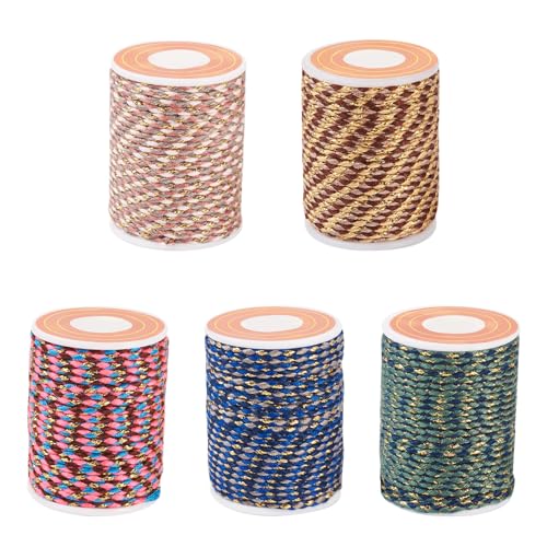 21 Yards 1.5mm 4-Ply Polycotton Cord 5 Colors Bohemian Style Bracelet Braid String Handmade Macrame Cotton Rope for DIY Keychain Necklaces Crafts Jewelry Making - color: Brown, size: 1.5mm