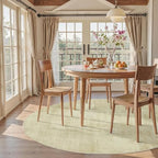 Joydeco 8ft Round Washable Area Rug Classic, Beige | Non-Slip Large Circle Carpet Low Pile for Living Room Bedroom Dining Room - color: Beige, size: 8' (Round)