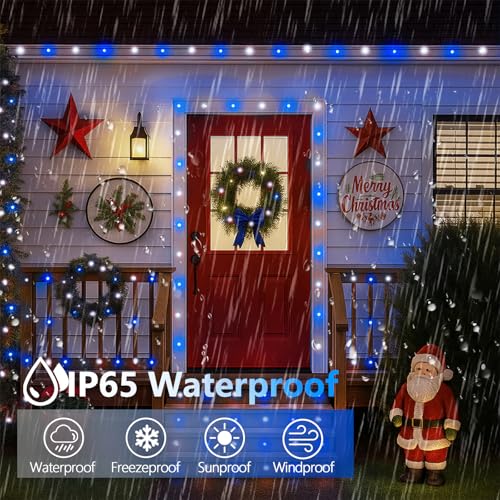 Extra-Long 144FT Solar String Lights for Outside, 2 Pack 400LED Solar Fairy Lights Outdoor Waterproof, Copper Wire with 8 Modes Solar Powered Twinkle Lights for Tree Party Xmas Decor (Blue and White) - color: Blue and White, size: 2 Pack-400LED