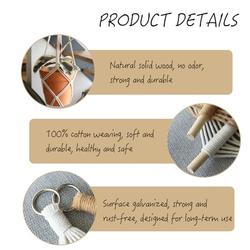 4 Pack Macrame Plant Hangers Indoor Up to 10 inch Pot, Boho Hanging Planters, Plant Holder with 8Pcs Stainless Steel Hooks (4Pcs Gray Hanger) - color: 4pcs Gray Hanger