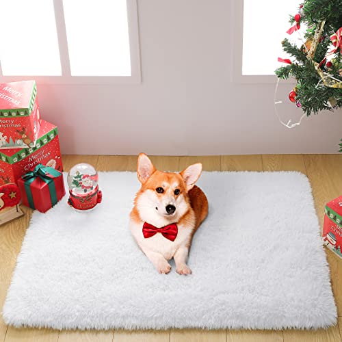 Merelax Soft Modern Indoor Shaggy Area Rug for Bedroom Livingroom Dorm Kids Room Home Decorative, Non-Slip Plush Fluffy Furry Fur Rugs Comfy Nursery Accent Floor Carpet 2x3 Feet, White - color: White, size: 2' x 3' (Rectangular)