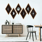 Sintuff 6 Pieces Gothic Wall Decor Boho Sun Moon Phases Wall Art Gothic Minimalist Stars Sun Hanging Wooden Home Decor Farmhouse Pediments for Gallery Living Bedroom Room(Moon) - style: Moon