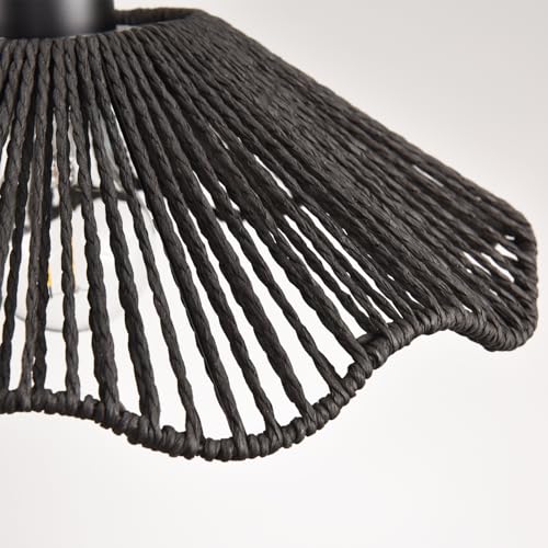 3 Pack Black Woven Pendant Light Fixtures,11.81" Rattan Pendant Lights Farmhouse Basket Light Fixture Adjustable Boho Hanging Lamp for Kitchen Island Bedroom Dining Room Foyer Hallway - color: flower+black
