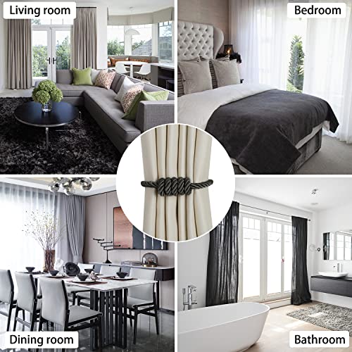 BEL AVENIR Magnetic Curtain Tiebacks, Decorative Drapery Holdbacks Modern Woven Tie-Backs with Exquisite Knot (Charcoal, 2 Pack) - color: Charcoal, size: 2 Pack