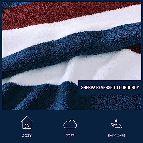 Nautica - Throw Blanket, Ultra Soft Plush Bedding Set, Reversible Sherpa Bedding (Wilton Navy, 50" x 60") - color: Wilton Navy